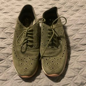 Cole Haan Zero Grand Wingtip Green Suede Oxford Women Shoes Sz 5